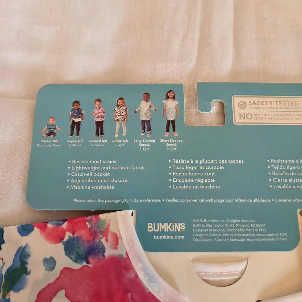 Bumkins SuperBib 3-Pack Ages 6-24 Months Watercolor & Brushstroke NWT